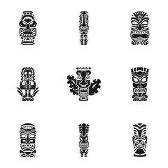 Wall Mural - Totem idol icon set. Simple set of 9 totem idol vector icons for web design isolated on white background