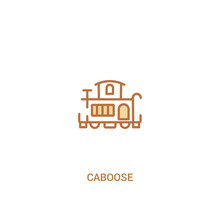Caboose Concept 2 Colored Icon. Simple Line Element Illustration. Outline Brown Caboose Symbol. Can Be Used For Web And Mobile Ui/ux.