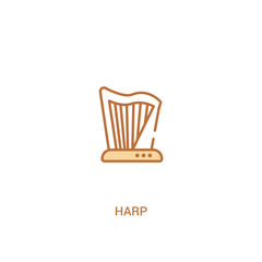 harp concept 2 colored icon. simple line element illustration. outline brown harp symbol. can be used for web and mobile ui/ux.