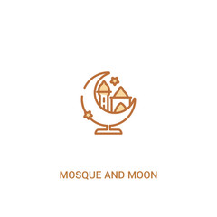 mosque and moon concept 2 colored icon. simple line element illustration. outline brown mosque and moon symbol. can be used for web and mobile ui/ux.