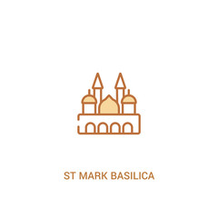 st mark basilica concept 2 colored icon. simple line element illustration. outline brown st mark basilica symbol. can be used for web and mobile ui/ux.