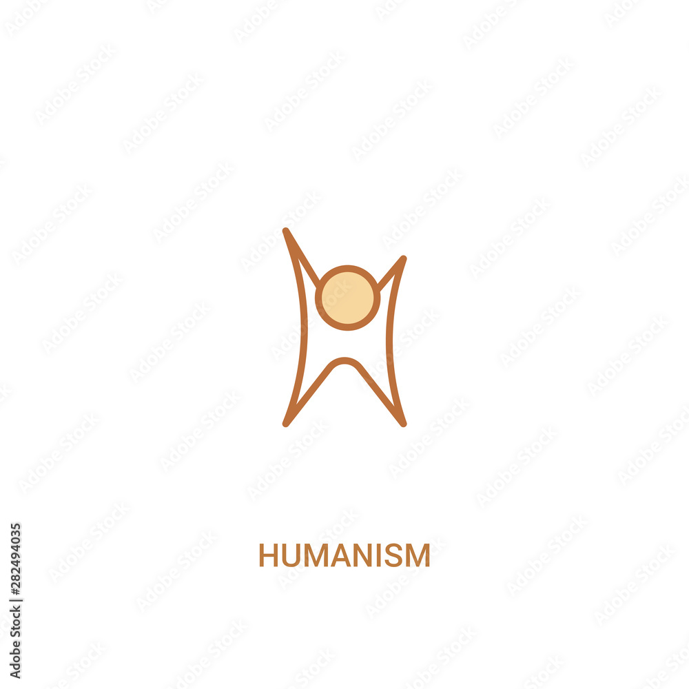 humanism concept 2 colored icon. simple line element illustration. outline brown humanism symbol. can be used for web and mobile ui/ux.