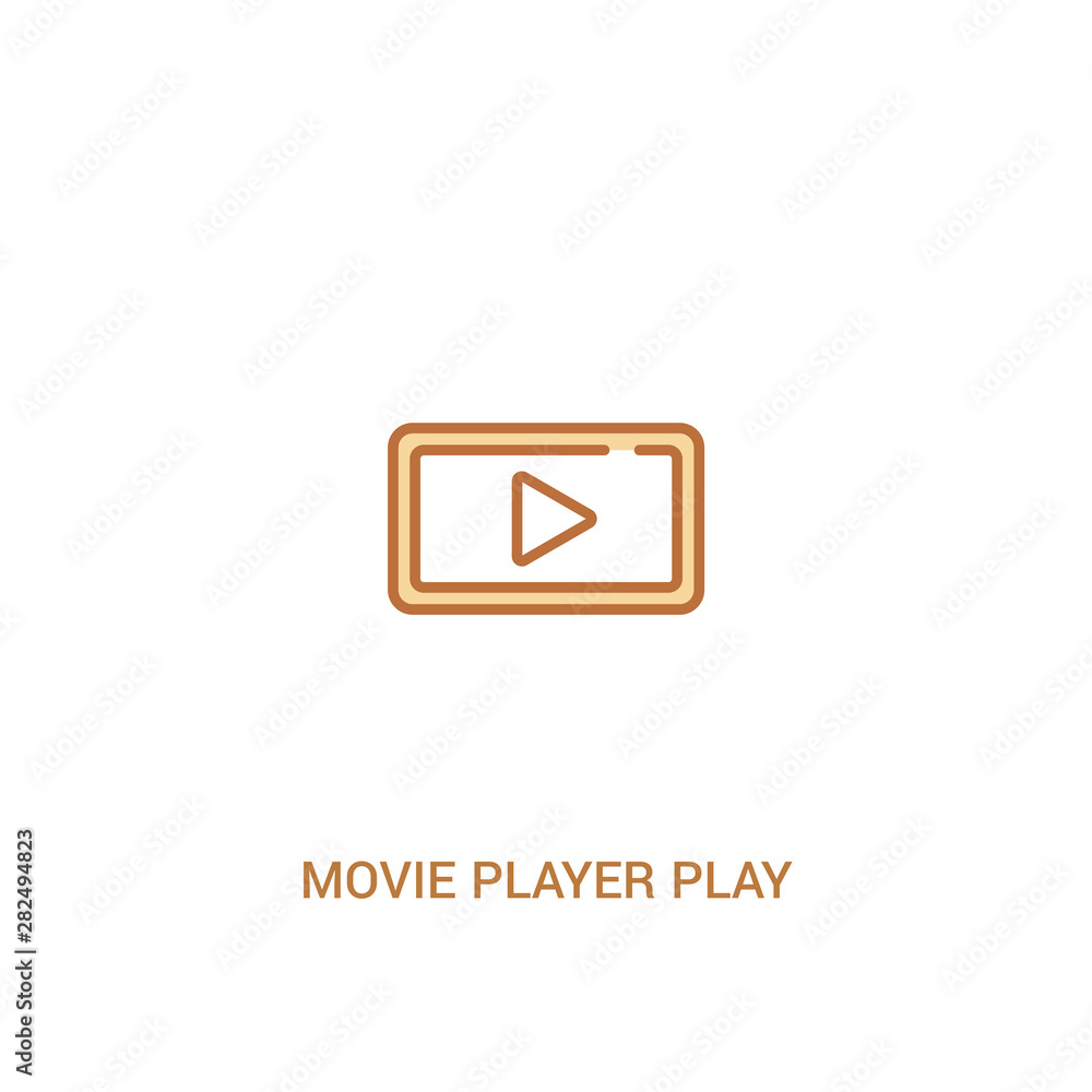 movie player play button concept 2 colored icon. simple line element ...