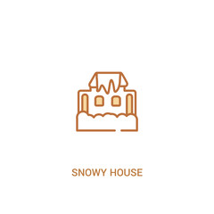 Wall Mural - snowy house concept 2 colored icon. simple line element illustration. outline brown snowy house symbol. can be used for web and mobile ui/ux.