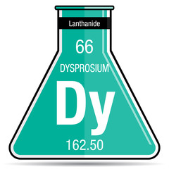 Poster - Dysprosium symbol on chemical flask. Element number 66 of the Periodic Table of the Elements - Chemistry