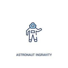 Wall Mural - astronaut ingravity concept 2 colored icon. simple line element illustration. outline blue astronaut ingravity symbol. can be used for web and mobile ui/ux.