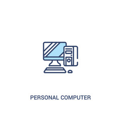 Wall Mural - personal computer concept 2 colored icon. simple line element illustration. outline blue personal computer symbol. can be used for web and mobile ui/ux.