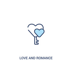 love and romance concept 2 colored icon. simple line element illustration. outline blue love and romance symbol. can be used for web and mobile ui/ux.