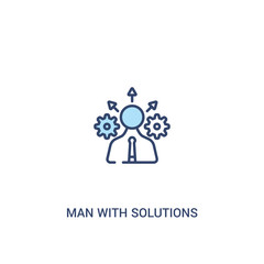 Wall Mural - man with solutions concept 2 colored icon. simple line element illustration. outline blue man with solutions symbol. can be used for web and mobile ui/ux.