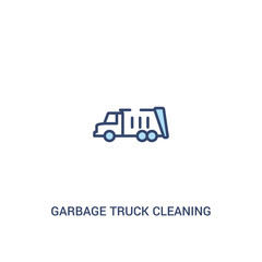 Poster - garbage truck cleaning concept 2 colored icon. simple line element illustration. outline blue garbage truck cleaning symbol. can be used for web and mobile ui/ux.