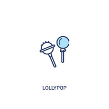 Lollypop Concept 2 Colored Icon. Simple Line Element Illustration. Outline Blue Lollypop Symbol. Can Be Used For Web And Mobile Ui/ux.