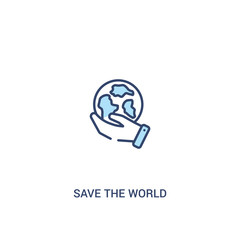 Wall Mural - save the world concept 2 colored icon. simple line element illustration. outline blue save the world symbol. can be used for web and mobile ui/ux.