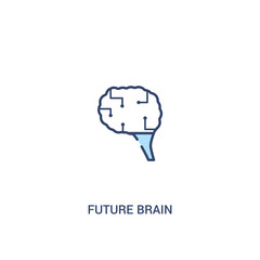 Wall Mural - future brain concept 2 colored icon. simple line element illustration. outline blue future brain symbol. can be used for web and mobile ui/ux.