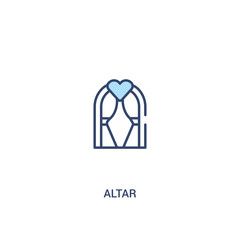 altar concept 2 colored icon. simple line element illustration. outline blue altar symbol. can be used for web and mobile ui/ux.