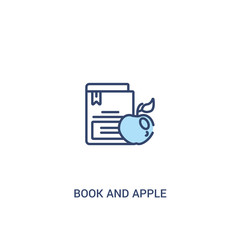 Wall Mural - book and apple concept 2 colored icon. simple line element illustration. outline blue book and apple symbol. can be used for web and mobile ui/ux.