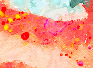 Abstract watercolor texture background, colorful bright splashes and strokes, dry paint on paper, artistic design pattern with contemporary art elements