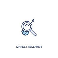 market research concept 2 colored icon. simple line element illustration. outline blue market research symbol. can be used for web and mobile ui/ux.