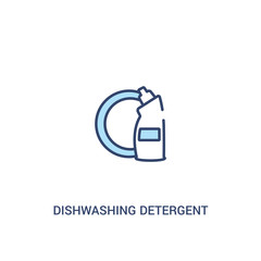 Wall Mural - dishwashing detergent concept 2 colored icon. simple line element illustration. outline blue dishwashing detergent symbol. can be used for web and mobile ui/ux.