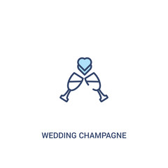 wedding champagne concept 2 colored icon. simple line element illustration. outline blue wedding champagne symbol. can be used for web and mobile ui/ux.