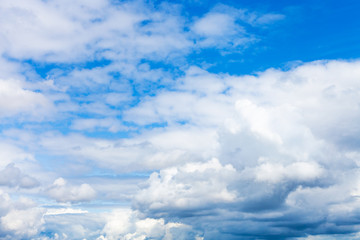 Wall Mural - dense white clouds in blue sky on summer day
