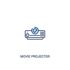 Wall Mural - movie projector front view concept 2 colored icon. simple line element illustration. outline blue movie projector front view symbol. can be used for web and mobile ui/ux.