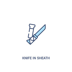 knife in sheath concept 2 colored icon. simple line element illustration. outline blue knife in sheath symbol. can be used for web and mobile ui/ux.