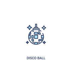 disco ball concept 2 colored icon. simple line element illustration. outline blue disco ball symbol. can be used for web and mobile ui/ux.