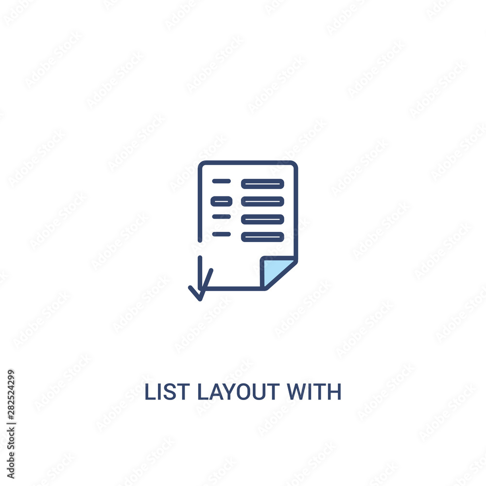 list layout with check boxes concept 2 colored icon. simple line ...