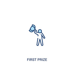 first prize concept 2 colored icon. simple line element illustration. outline blue first prize symbol. can be used for web and mobile ui/ux.