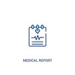 © zaurrahimov - medical report concept 2 colored icon. simple line element illustration. outline blue medical report symbol. can be used for web and mobile ui/ux.