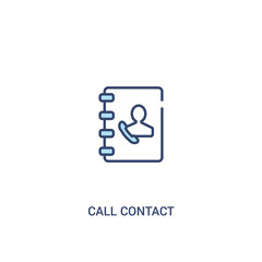 Wall Mural - call contact concept 2 colored icon. simple line element illustration. outline blue call contact symbol. can be used for web and mobile ui/ux.