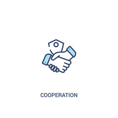 Wall Mural - cooperation concept 2 colored icon. simple line element illustration. outline blue cooperation symbol. can be used for web and mobile ui/ux.