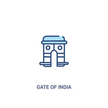 Gate Of India Concept 2 Colored Icon. Simple Line Element Illustration. Outline Blue Gate Of India Symbol. Can Be Used For Web And Mobile Ui/ux.