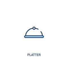 platter concept 2 colored icon. simple line element illustration. outline blue platter symbol. can be used for web and mobile ui/ux.