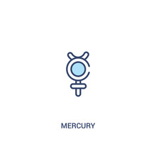 Mercury Concept 2 Colored Icon. Simple Line Element Illustration. Outline Blue Mercury Symbol. Can Be Used For Web And Mobile Ui/ux.