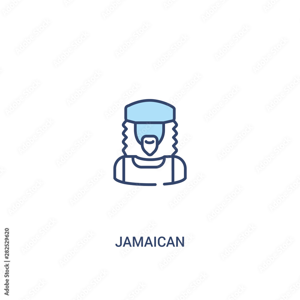 jamaican concept 2 colored icon. simple line element illustration. outline blue jamaican symbol. can be used for web and mobile ui/ux.