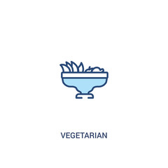 Wall Mural - vegetarian concept 2 colored icon. simple line element illustration. outline blue vegetarian symbol. can be used for web and mobile ui/ux.