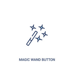 Wall Mural - magic wand button concept 2 colored icon. simple line element illustration. outline blue magic wand button symbol. can be used for web and mobile ui/ux.