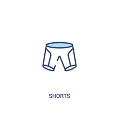 shorts concept 2 colored icon. simple line element illustration. outline blue shorts symbol. can be used for web and mobile ui/ux.