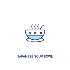 Wall Mural - japanese soup bowl concept 2 colored icon. simple line element illustration. outline blue japanese soup bowl symbol. can be used for web and mobile ui/ux.