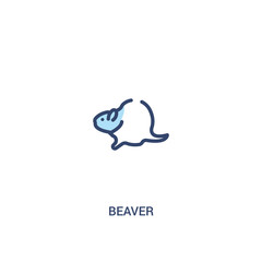 beaver concept 2 colored icon. simple line element illustration. outline blue beaver symbol. can be used for web and mobile ui/ux.