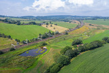 Fototapeta  - Rail Tracks Across British Countryside at Summer