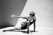 © Elena Ray - Black and white yoga photography. Mature woman practicing advanced yoga postures.