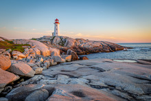 Peggy's Cove Lighthouse At Sunset