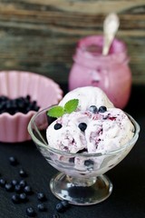 Canvas Print - homemade blueberry ice cream with yogurt and whole berries.