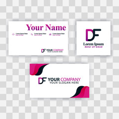 Wall Mural - Clean Business Card Template Concept. Vector Purple Modern Creative. FD Letter logo Minimal Gradient Corporate. DF Company Luxury Logo Background. Logo D for print, marketing, identity, identification