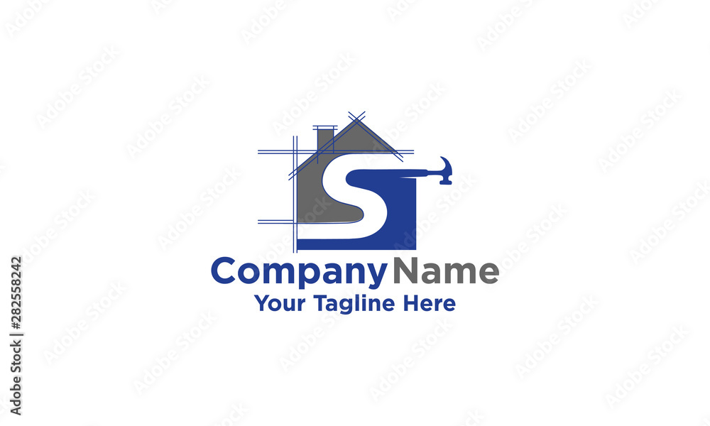 Letter S, Home Construction Logo Stock Vector | Adobe Stock