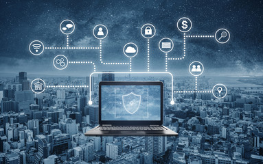 Internet and online network  and cyber data security system technology