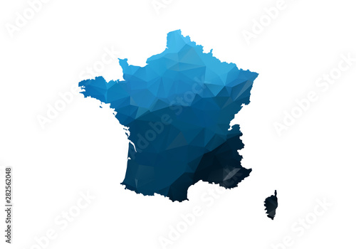 Fotografía Vector Map - Blue Geometric Rumpled Triangular