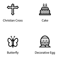 Wall Mural - Easter And Christmas Icons Set